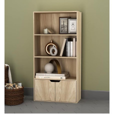 URBNLIVING 4 pakopų plati medinė knygų spinta su 2 durimis, saugykla, lentyna, vitrina, spintelė, ąžuolinė spinta su ąžuolo durimis