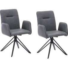 SAM Cebu sukamosios kėdės, 180 laipsnių, dirbtinės odos apmušalas, antracito spalvos, valgomojo kambario kėdės / atlošai su metaliniu rėmu, 2 vnt., juodos spalvos