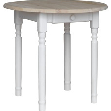 k koma Apvalus pušies stalas Valgomasis stalas Medinis virtuvės stalas Baltas medaus kaimo namų stiliaus stalčius (neapdorotas)