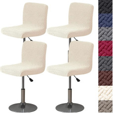 HFCNMY Baro kėdžių dangteliai su atlošais, 4 Pack Stretch Bar Stool dangteliai, Žakardas Baro kėdžių dangteliai, skalbiami Baro kėdžių dangteliai, sukamieji Baro kėdžių dangteliai, Slipcovers su atlošu, smėlio spalvos