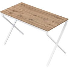 DUBI Möbel Samuel valgomojo stalas, 120 x 60 cm, medinis virtuvės stalas su X formos rėmu, baltos spalvos, skirtas virtuvei, valgomajam, skandinaviško dizaino, ąžuolinis, 4 asmenims