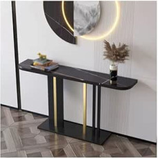 31 Zoll hoher, schmaler Konsolentisch - Moderner geometrischer Eingangsbereich-Sofatisch - Stilvoller Beistelltisch für Flur, Wohnzimmer und Foyer (Schwarz, 120 x 30 x 80 cm)