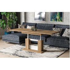Endo-Moebel Design Coffee Table Fabel 110-170 cm Dining Table Expandable & Height-Adjustable Double Lift (Wotan Oak)