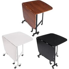 KANBCNG Daugiafunkcinis sulankstomas virtuvės stalas su 6 universaliais ratukais, erdvę taupantis valgomojo stalas, sulankstomas, 100 kg keliamoji galia, stačiakampio formos, 120 x 80 x 75 cm, skirtas užeigoms, svetainėms ir kt. (baltas)