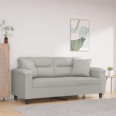 2-Sitzer-Sofa mit Kissen Wohnzimmer Sofa Sitzecke Wohnzimmer Sofa Couch Sitzecke Hellgrau 140 cm Mikrofasergewebe