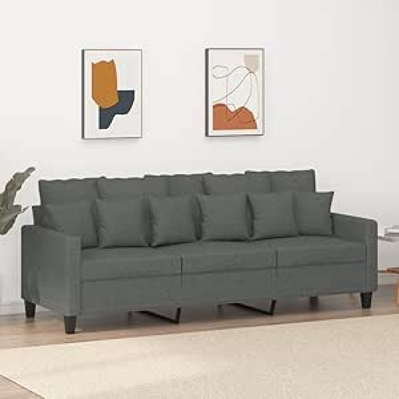 359276 3-vietė sofa Svetainės sofa sofa sėdimoji dalis Tamsiai pilka 180 cm audinys