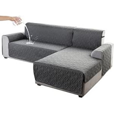 Genina Sekcinių sofų užvalkalai šunims, L formos sofos užvalkalai, šezlongas, dvipusiai sofos užvalkalai sekcinei sofai, L formos baldų apsaugai naminiams gyvūnams, vaikams (tamsiai pilka, didelė)