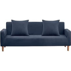 WedDecor Velvet Stretch Sofa Cover Couch Slipcovers for Living Room Non-Slip Thick Machine Washable 4 Seater Navy
