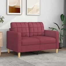 Tidyard 359089 2 vietų sofa Vyno raudona 120 cm audiniu apmušta sofa Lounge sofa svetainei, prieškambariui, biurui