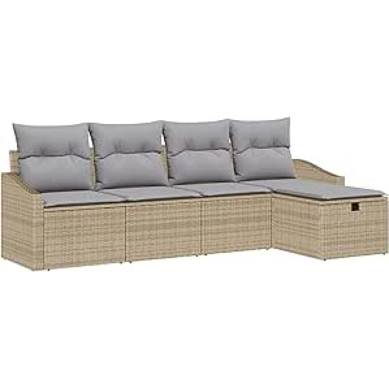 Sofa Set mit Kissen mit Speicher Beige Poly-Rattan Gartenmöbel Modelis3359259