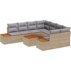 Gartensofa-Set mit Kissen 9 pcs Beige Poly Rattan Gartenmöbel Model3348056