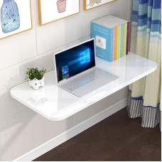 Sieninis sulankstomas stalas Plaukiojantis sulankstomas sieninis stalas Medinis sieninis sulankstomas stalas su nerūdijančio plieno laikikliu, skirtas valgomajam, studijoms, virtuvei, balkonui, taupantis erdvę (120 cm x 55 cm)