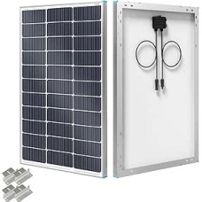Renogy N-Type 100W Solar Panel with Mounting Z Brackets, 16BB 100W Solar Panel 12V, 25% High Efficiency PV Module, Mains Charger for RV, Motorhome, Marine, Home, Roof, Off-Grid