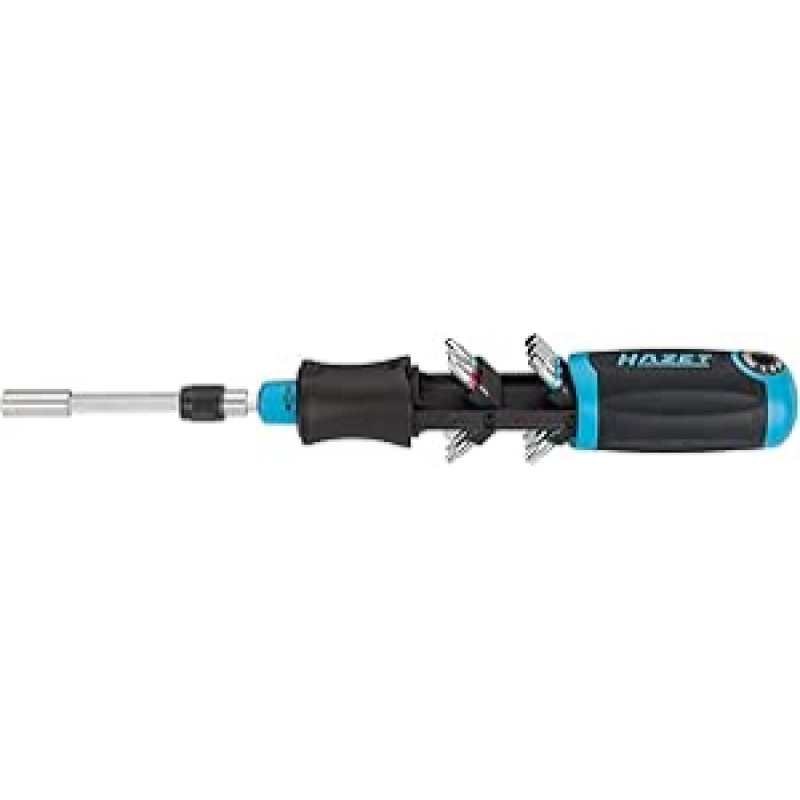HAZET Bit Ratchet Screwdriver 810R-4 I Integrated Bit Holder Magazine with 12 Bits - Ratchet Function Adjustable or Use as a Bit Screwdriver