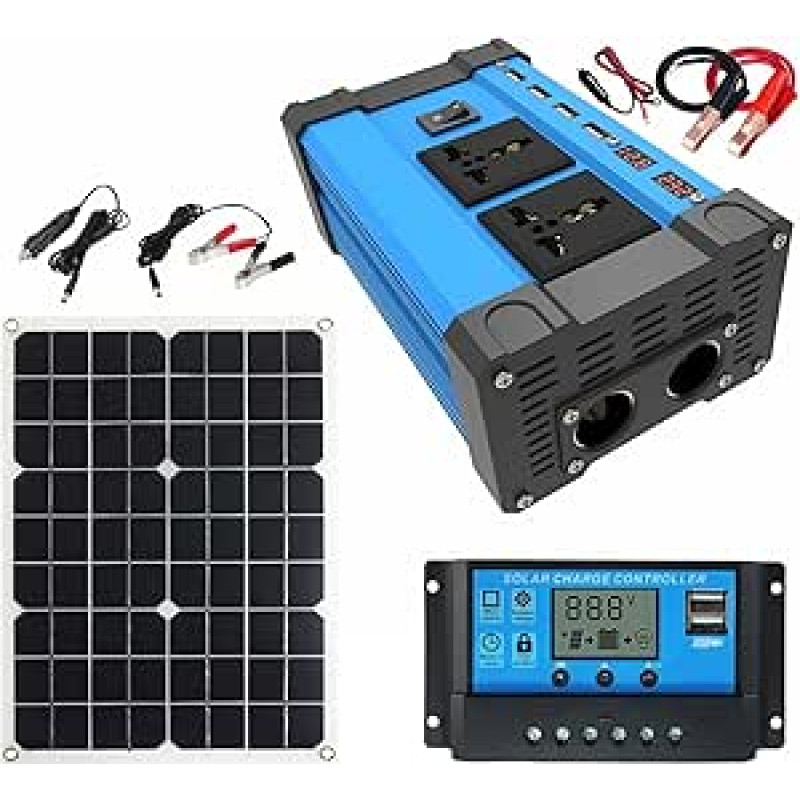 4000 W Off-Grid-Solarwechselrichter-Kit mit wasserdichtem 18-W-Panel und 30-A-Controller - Idealiai tinka stovyklavimui ir naudojimui laisvėje(220V)