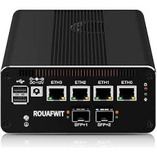 Mini PC Dual 10Gbe N150(Upgrade N100) Firewall Hardware, 2 x SFP+ 10Gbps, 4 x 2.5Gbe i226-V LAN with Filter Connector, DDR5 8G RAM 128G NVME SSD, AES-NI, SIM, TF, 3 Display