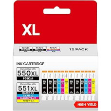 550 551 XL Multipack Compatible with Canon Printer Cartridges 551 CLI-551XL PGI 550 XL for Canon MX925 Printer Cartridges IP7250 IX6850 MX920 MG5650 IP7200 MG5450 MG6650 IP8750 MG5550 50 50 MG450 (12