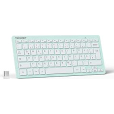 TECKNET Slim Wireless Keyboard, German Layout, 78 Keys Mini Wireless Keyboard with Nano USB Receiver for Windows/Chrome OS Smart TV - Green
