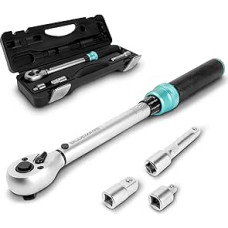 BLUEMARS Ratsche Drehmomentschlüssel 3/8 Zoll Antrieb Click 10-60Nm/7.4-44.3FT.LB, 3/8 Zoll Drehmomentschlüssel 72 Zähne, Drehmomentschlüssel mit Verlängerungsstange & 1/2 Zoll 1/4 Zoll