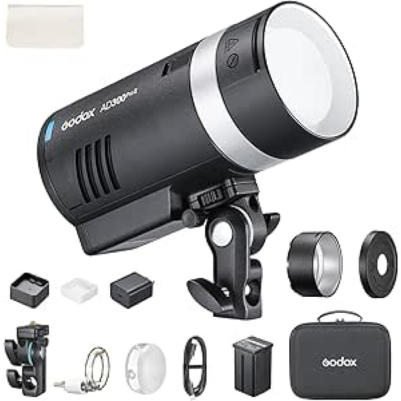 Godox AD300ProII 300Ws lauko blykstės stroboskopas, 2,4G TTL 1/8000 HSS, 0,01-1,5 s atkūrimas, 350 skirtingų šviesų, 12 W dviejų spalvų modulinė lempa, Godox AD300ProII tragiška blykstė-monolaktas