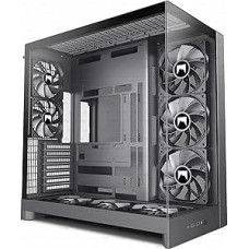 H2(2026) HYXN ATX kompiuterio laikiklis su 8 ne šviesos diodais (6X140mm ir 2X120mm) Didelis dvikamerinis ATX Mid-Tower Airflow žaidimų kompiuterio laikiklis, 420mm radiatorius su C tipo jungtimi (švarus, H2)