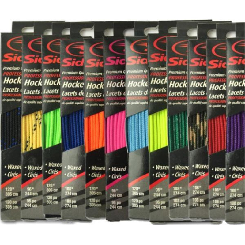 Hockey skate laces WAXED colored Sidelines sports 120''/300-305 cm
