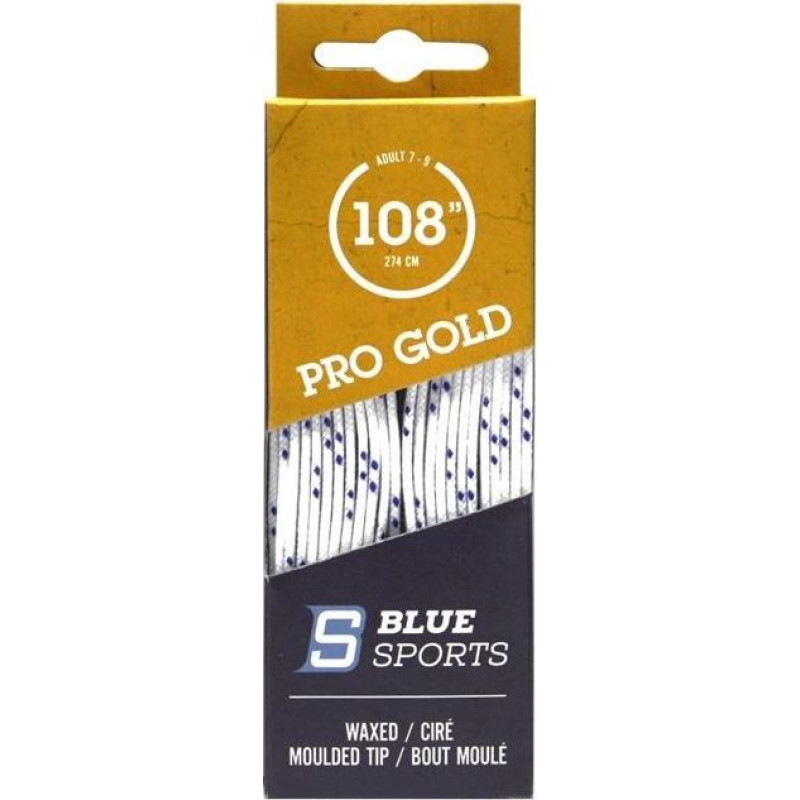 BlueSports ProGold waxed shoelaces white-blue /120
