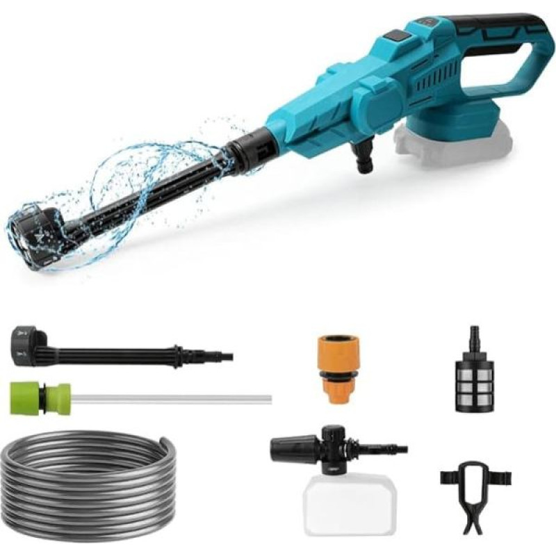 Vulaop Battery Pressure Washer, 100 Bar for Makita 18 V Battery Portable Pressure Washer, Brushless Motor, 380 L/H (6.3 L/min), with 15000 mA Batteries, for Car, Home, Lawn, Garden, Fence (Without Battery)
