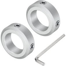 sourcing map Set of 2 Screw Shank Collar for 20mm Shank, 2 Pcs 32mm OD 10mm Thickness, Aluminum Alloy Clamping Collar with M6 Adjusting Screws and One