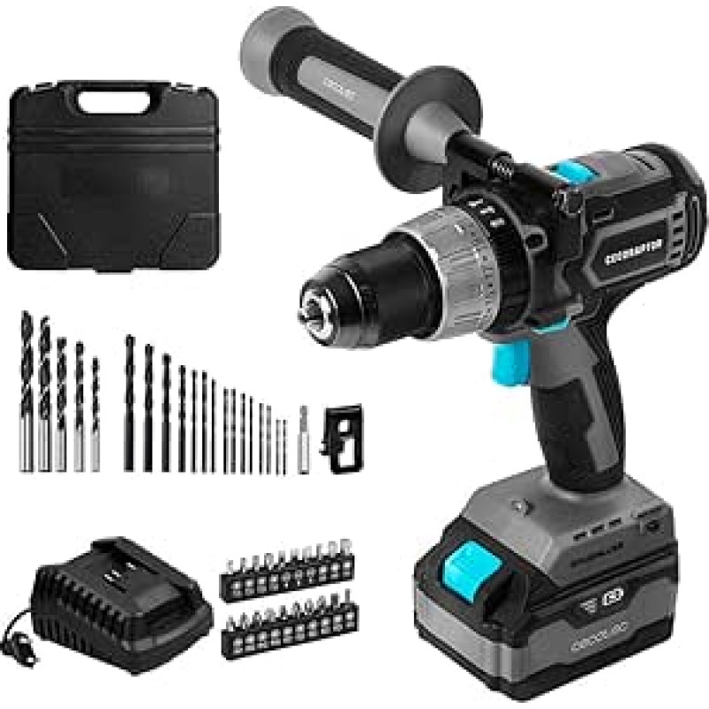 Cecotec Bohrmaschine CecoRaptor Perfect ImpactDrill 4020 Brushless Ultra. 20 V, 4.000 mAh Akku, mit 4819 DC Brushless Motor mit Brushless-Technologie, Leerlaufdrehzahl 0-550 / 0-2.000 U/min