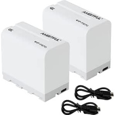 AMBITFUL NP-F970 baterijos 2 pakuotės 6600 mAh su C tipo įkrovimo kabeliu, skirtos 