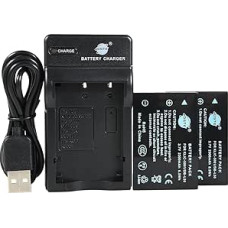 DSTE KLIC-5001 ličio jonų akumuliatorius (2 vnt.) ir mikro USB įkroviklis, skirti 