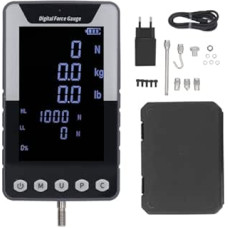 Skaitmeninis jėgos matuoklis, 100 N stumiamasis-traukiamasis matuoklis, nešiojamasis jėgos matuoklis su 3 vienetais N/LB/KG, laikymo dėklas, apšviestas LCD ekranas, automatinis išsijungimas