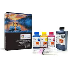 BLUE SWAN 550 ml papildomo rašalo rinkinys, suderinamas su HP 303 303XL kasetėmis - skirtas HP Envy Photo 6220 6230 6234 7130 7134 7820 7830 Tango - keturių spalvų papildymo rinkinys su švirkštais ir pirštinėmis