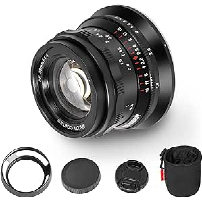 PERGEAR 35 mm F1.4 viso kadro rankinio fokusavimo objektyvas, suderinamas su 