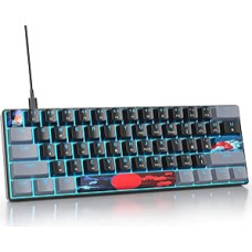 Žaidimų klaviatūra 60 procentų, laidinė RGB mechaninė klaviatūra America QWERTY, mini 61 klavišas USB klaviatūra Anti-Ghosting kompiuterio žaidėjams (GS61 RGB-61 Dark)