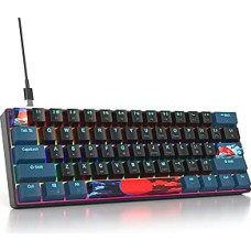 Mechaninė žaidimų klaviatūra, mini klaviatūra, 60 proc. amerikietiška QWERTY, 61 klavišas Laidinė klaviatūra su vaivorykštiniu apšvietimu kompiuteriniams žaidėjams (Rainbow 61 Monster-B)