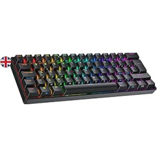 Ranked N60 Nova Mechanical 60 Percent Keyboard, Hotswap Gaming Keyboard, 62 Programmable Keys with RGB Lighting, PC/Mac Gamer, ISO UK Layout (Black, Gateron Red)