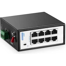 8 prievadų mini pramoninis komutatorius 10/100 Mbps Fast Ethernet su DIN bėgiu ir sieniniu laikikliu YuLinca nevaldomas IP30 (-40-185°F) apsaugotas tinklo komutatorius