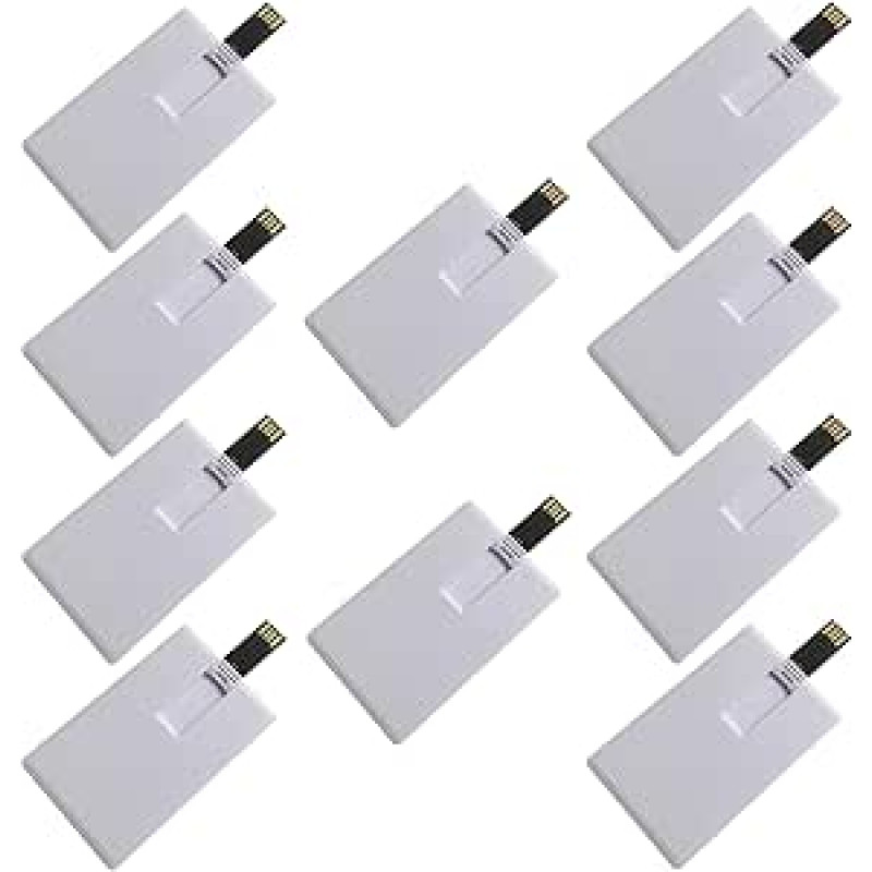10 pakuočių verslo kreditinių USB atmintinių po 8 GB (8 GB, baltos spalvos)