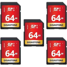 GIGASTONE 64GB SDXC atminties kortelė 5 pakuotės iki 80MB/s, skirta 