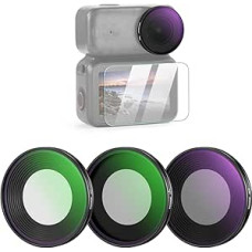 NEEWER ND filtrų rinkinys, suderinamas su DJI Osmo Nano (ND8/UV/CPL), 3 vnt., prisukamas veiksmo kameros objektyvas, pilkas filtras, poliarizacinis filtras, daugiasluoksnis optinis stiklas, nuotraukų priedai su ekranu