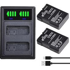 Pickle Power 2 pakuotės EN-EL14 EN-EL14A akumuliatoriaus įkroviklio rinkinys 1500mAh atsarginės baterijos, skirtos Nikon D5300 D5600 D5500 D5500 D5200 D5100 D3500 D3400 D3300 D3200 D3100 DF Coolpix P78000 P7700 P7100 P7000