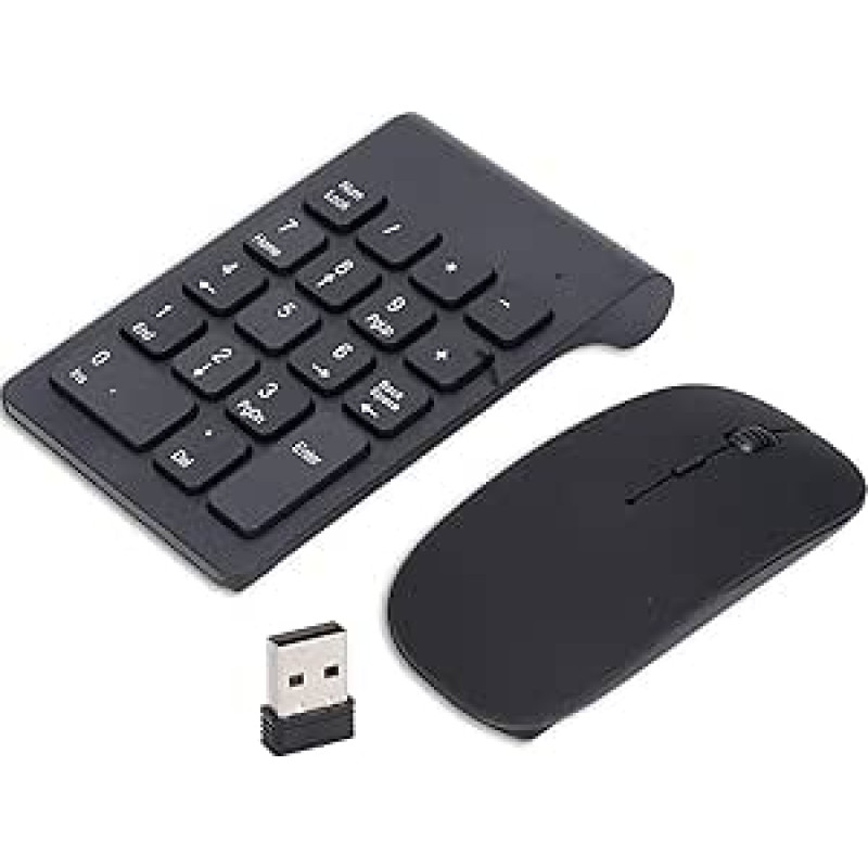 Belaidė skaitmeninė klaviatūra ir pelė, 5,3 x 3,3 colių 2,4 GHz 1200DPI 18 klavišų Universali belaidė USB skaitmeninė klaviatūra Ergonominė pelė Ultra plokščia mini skaičių klaviatūra nešiojamajam kompiuteriui Stalinis kompiuteris
