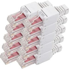1aTTack.de Cat.6 tool-free connector field assembly for flexible and rigid inner conductor AWG 23-26 network cable installation cable 10 pieces