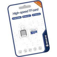 SECUEYE 32 GB TF-Speicherkarte su Typ-C adapteriu, Klasse 10, FAT32, Hochgeschwindwindigkeits-Lesen/Schreiben, 24/7-Aufnahme, skirta vaizdo kameroms, prietaisų kameroms ir kt. (32 GB + Kartenleser)
