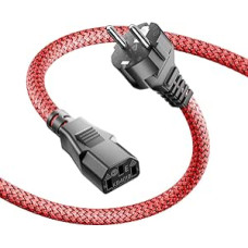 Power Cable 3-Pin 3 m Nylon Braided Universal Power Cable (CEE 7/7 to IEC60320 C13), IEC Plug Straight with VDE for Monitors, PC, Printers, PS3/PS4 Pro, Scanner, TV, Screen