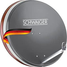 SCHWAIGER Satellite Dish 75 cm Aluminium Rust-Proof Aluminium SAT Bowl Mirror Offset Antenna with LNB Support Arm Cable Guide Mast Mount Weatherproof Durable TV HD Astra Hotbird Eutelsat