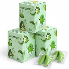 Christmas Lucky Biscuits Green - Pack of 3, Crispy Pastries with Sayings in German, Vegetarian, Individually Wrapped, Christmas Sweets, Ideal as Advent Calendar Filling, Christmas & New Year's Eve