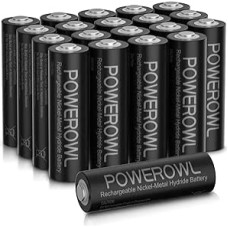 POWEROWL AA akumuliatoriai, 2 800 mAh, 20 AA įkraunamų akumuliatorių pakuotė - AA akumuliatoriai, 1,2 V, Ni-MH tipo, mažo savaiminio išsikrovimo, su dulkių dėžute